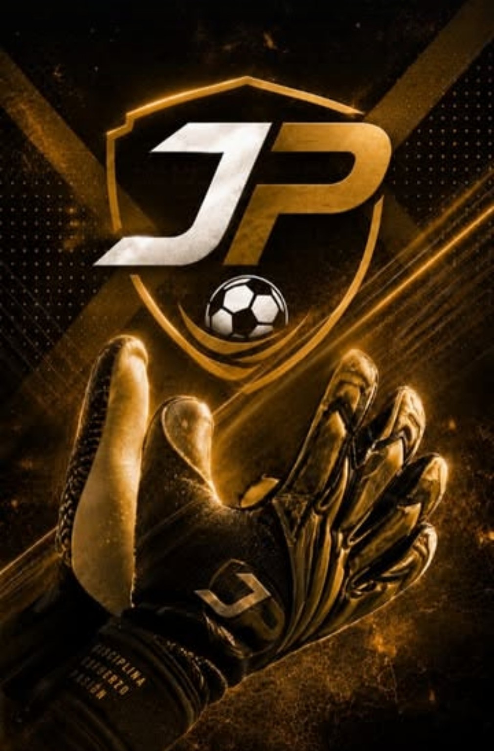 Guante de portero con el escudo de JP Fútbol